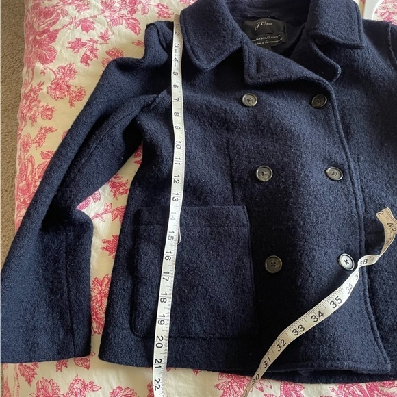J. Crew Italian 100% Boiled Wool Navy Double Breasted Peacoat Jacket - Picture 9 of 9